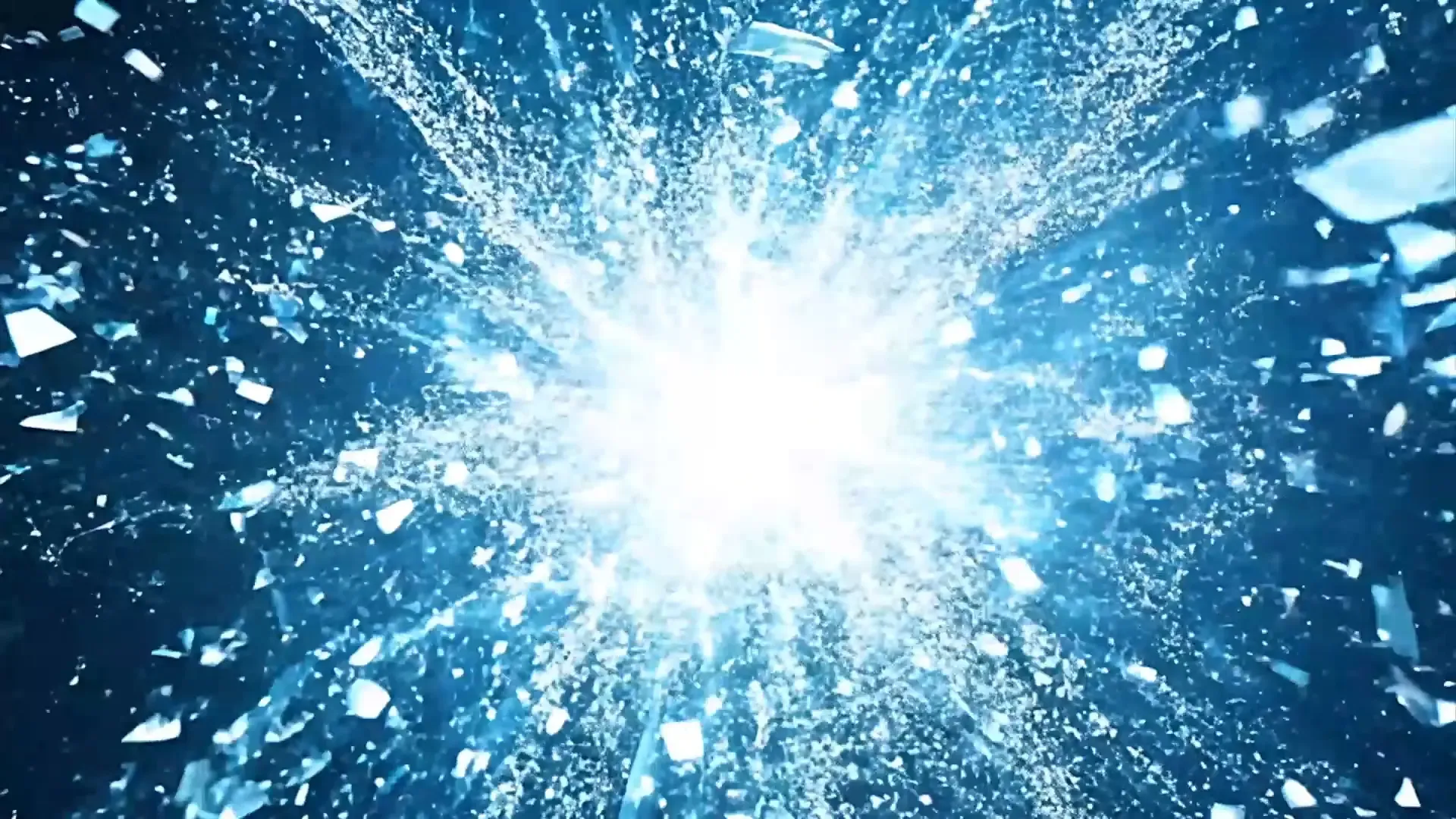 Blue Glass Shatter Explosion Overlay for Logo Animation